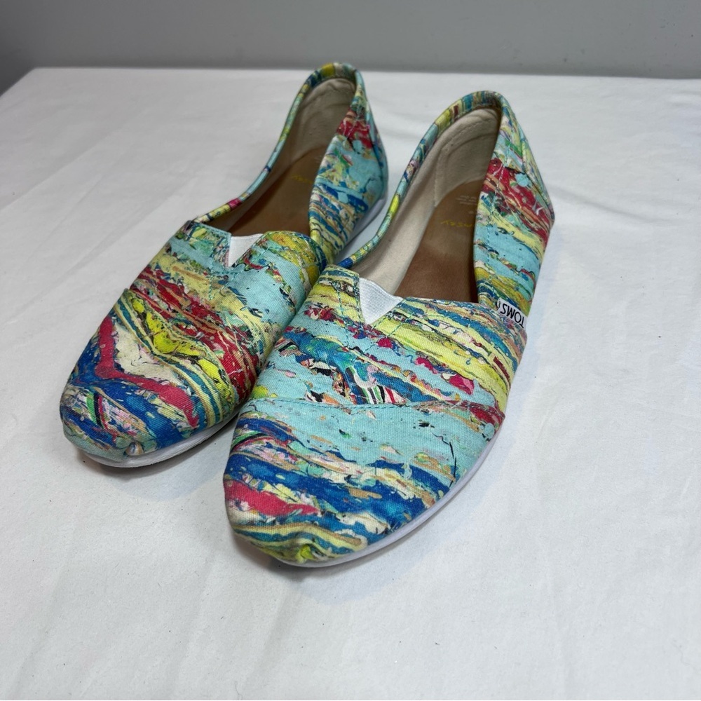 Toms Tyler Ramsey watercolor beach slip on classic alpargata size 8.5
